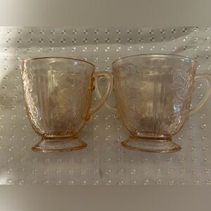 Vtg American Sweetheart Depression Glass Pink Open Sugar & Creamer Set.